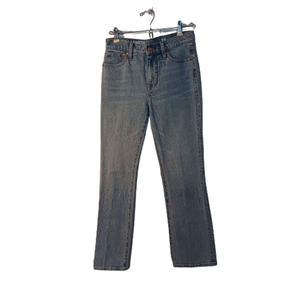 EUC J Crew Full Length Demi Boot Jeans Size 25 Lt Indigo